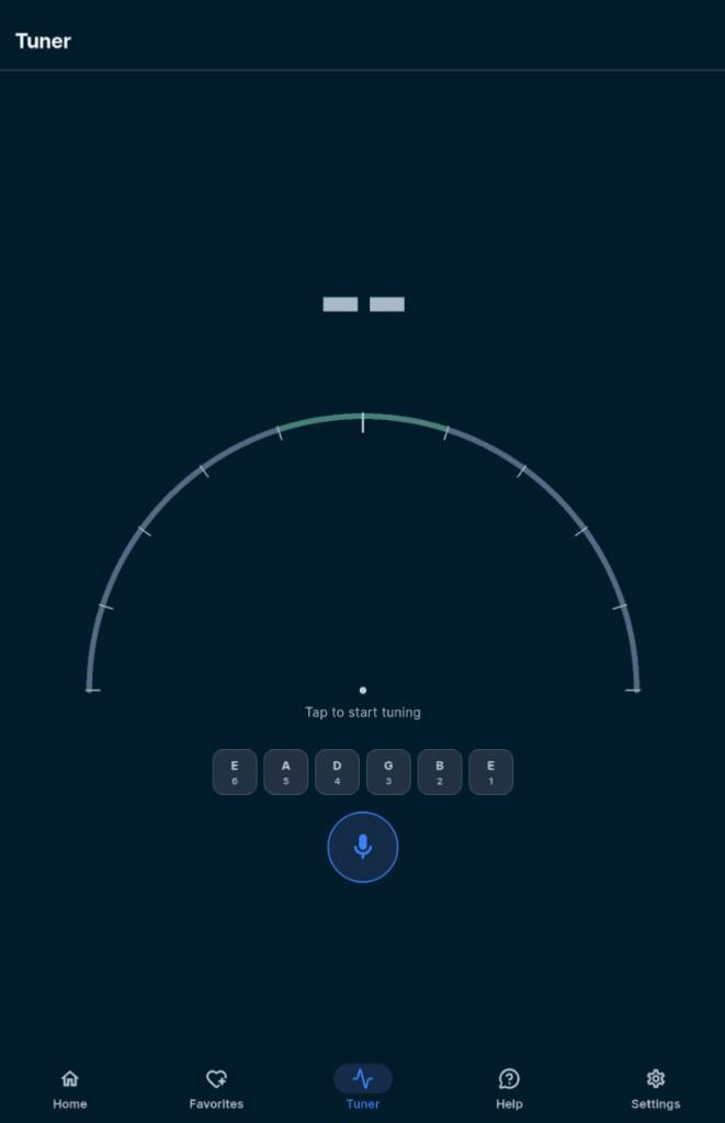 Built-in tuner for practice sessions