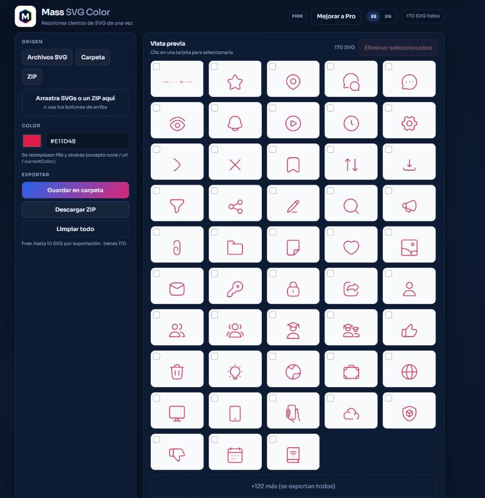 Mass SVG Color: carga y preview