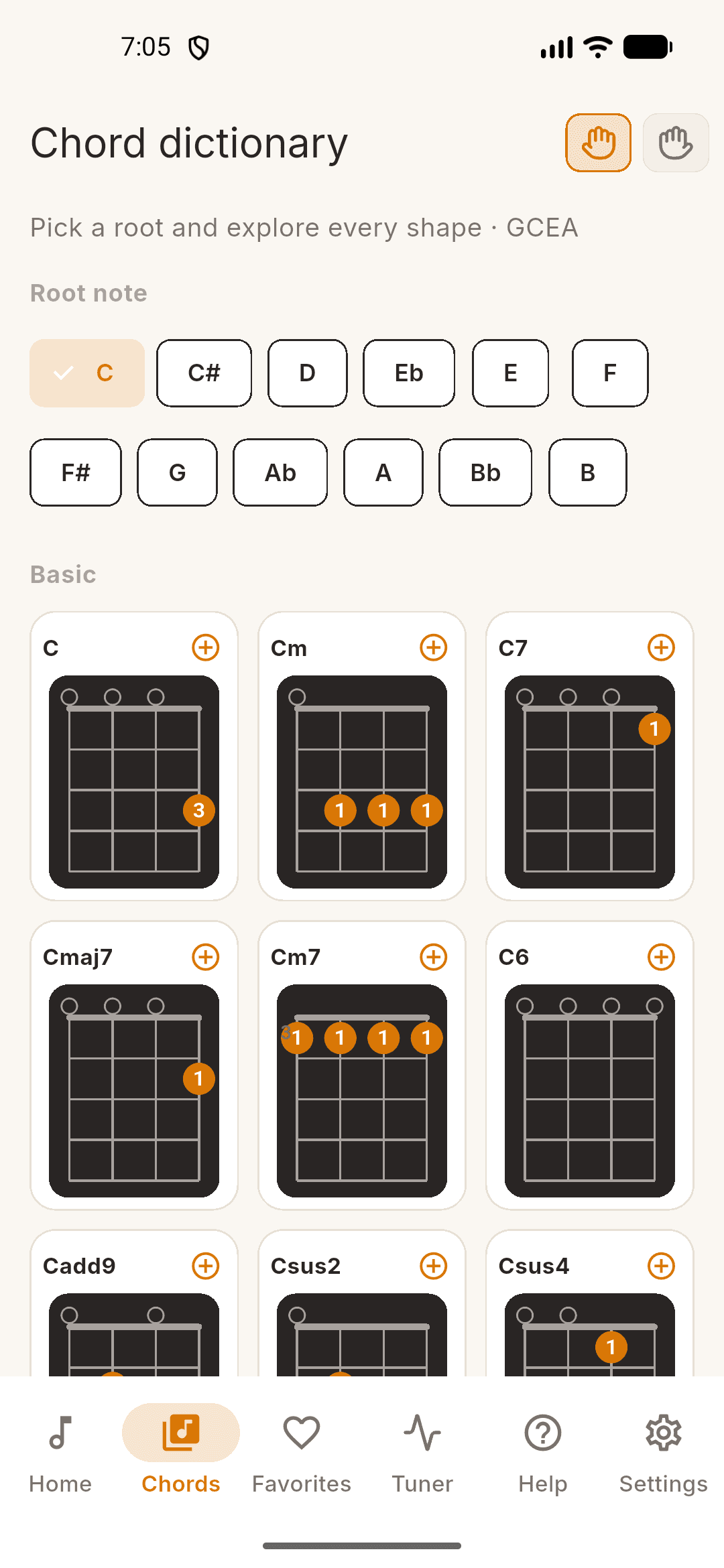 UkeUp: chord dictionary
