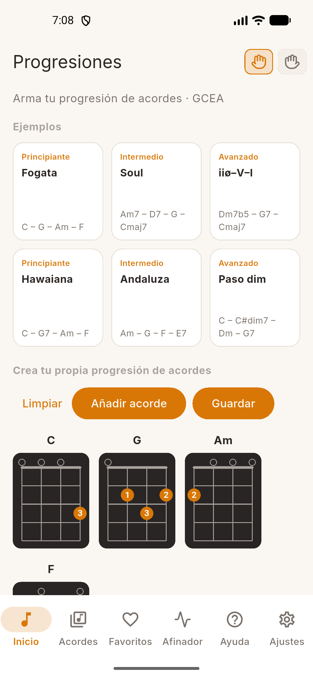 UkeUp: progresiones de acordes