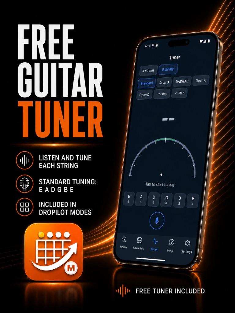 DroPilot Modes: free guitar tuner included